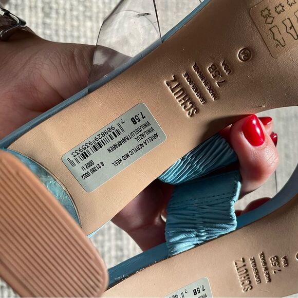 NEW SCHUTZ Blue Ariella Acrylic Heel Sandal 7 - Picture 7 of 7